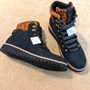 Cole Haan 7.5 Women's black and leopard print boots